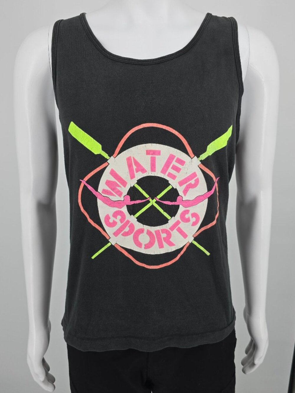 Distressed Vintage Late 1980s Fruit of the Loom "Water Sports" Tank Top (XL)